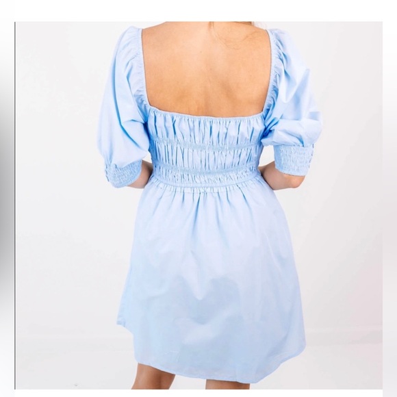 2/$60 NWT The impeccable pig light blue puff sleeve dress smock bodice small - Picture 2 of 9